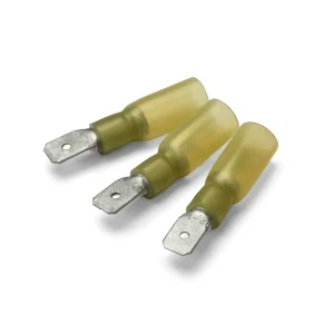 6.3 x 0.8mm Yellow Heatshrink Male Push-On Terminal - Pack of 100